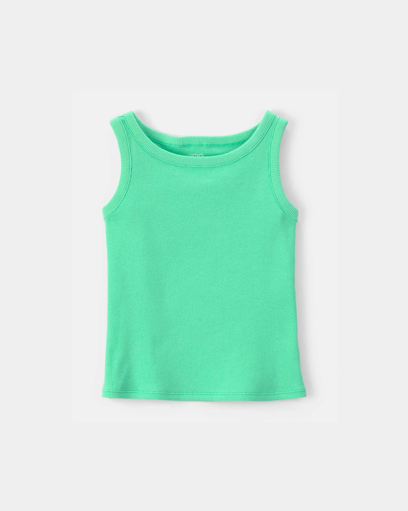 Girls Rib Tank Top - Green