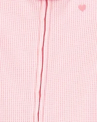 Toddler Girl Heart Waffle Knit Footie 1-Piece Pyjamas - Pink