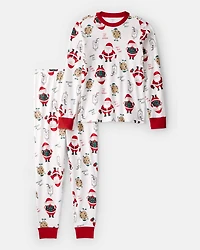Adult Santa Milk & Cookies 100% Cotton Long-Sleeve Snug Fit - White