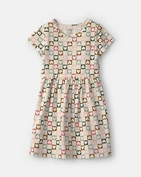 Girls Heart Short-Sleeve Dress - Cream