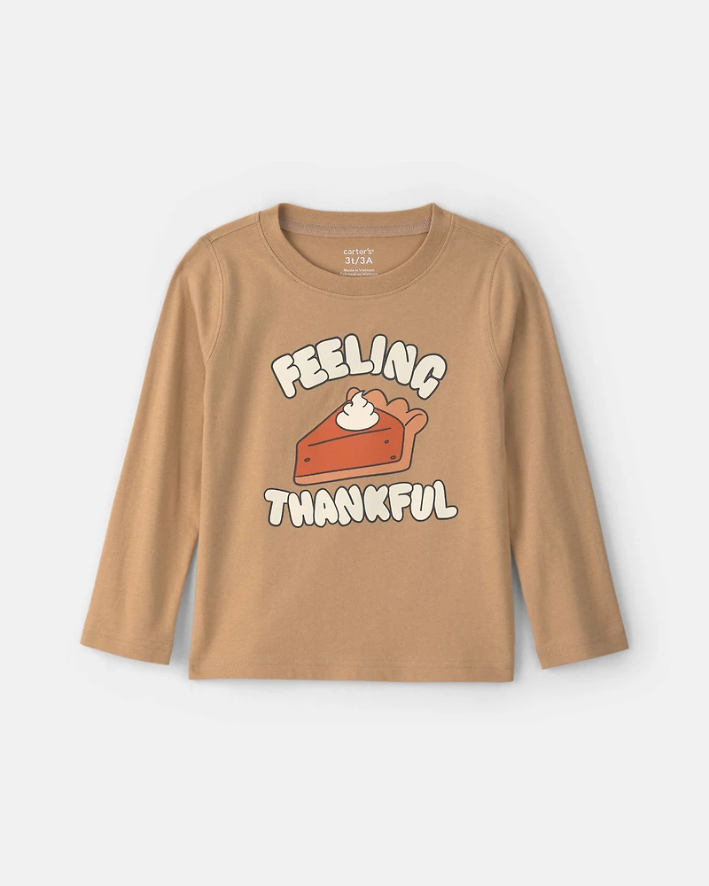 Toddler Boy 'Feeling Thankful' Pie Long-Sleeve Graphic Tee - Brown