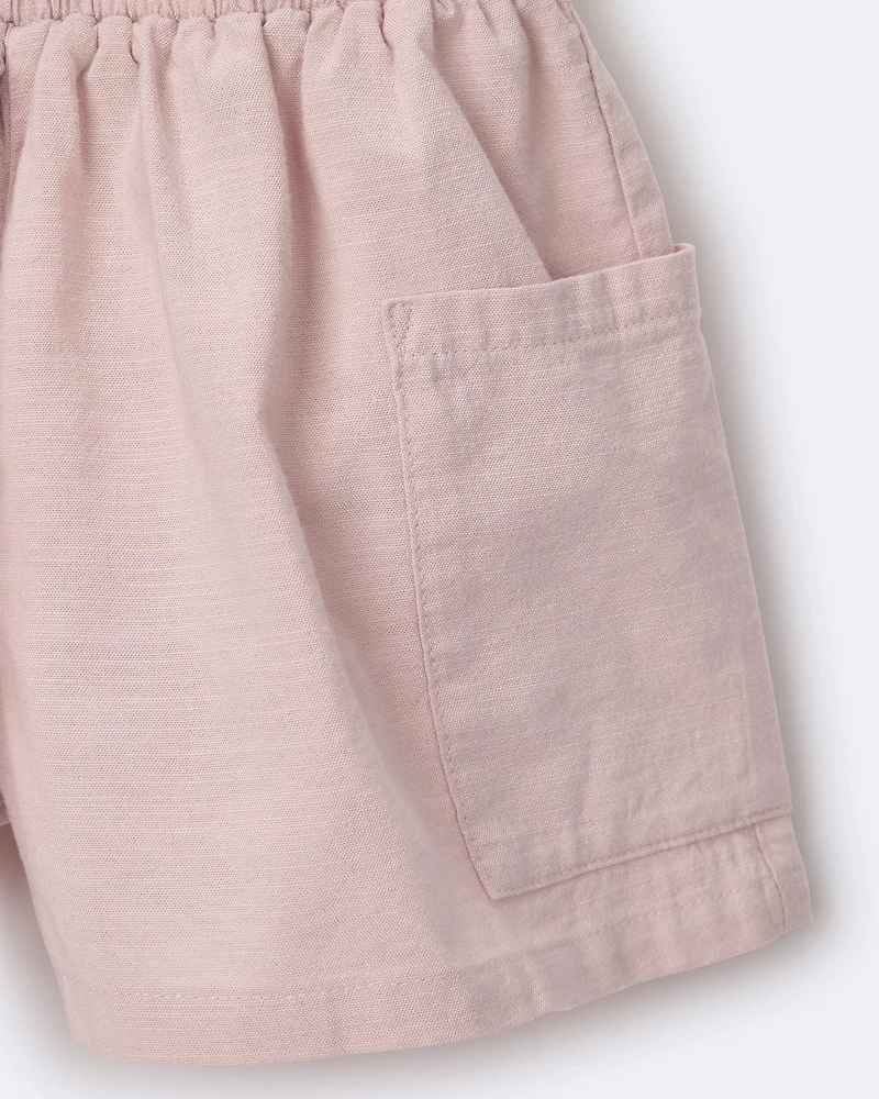 Toddler Girl Swing Short with Pockets - Rose