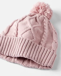 Toddler Girl Organic Cotton Cable Knit Hat