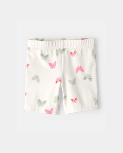 Toddler Girl Butterfly Bike Shorts - Ivory