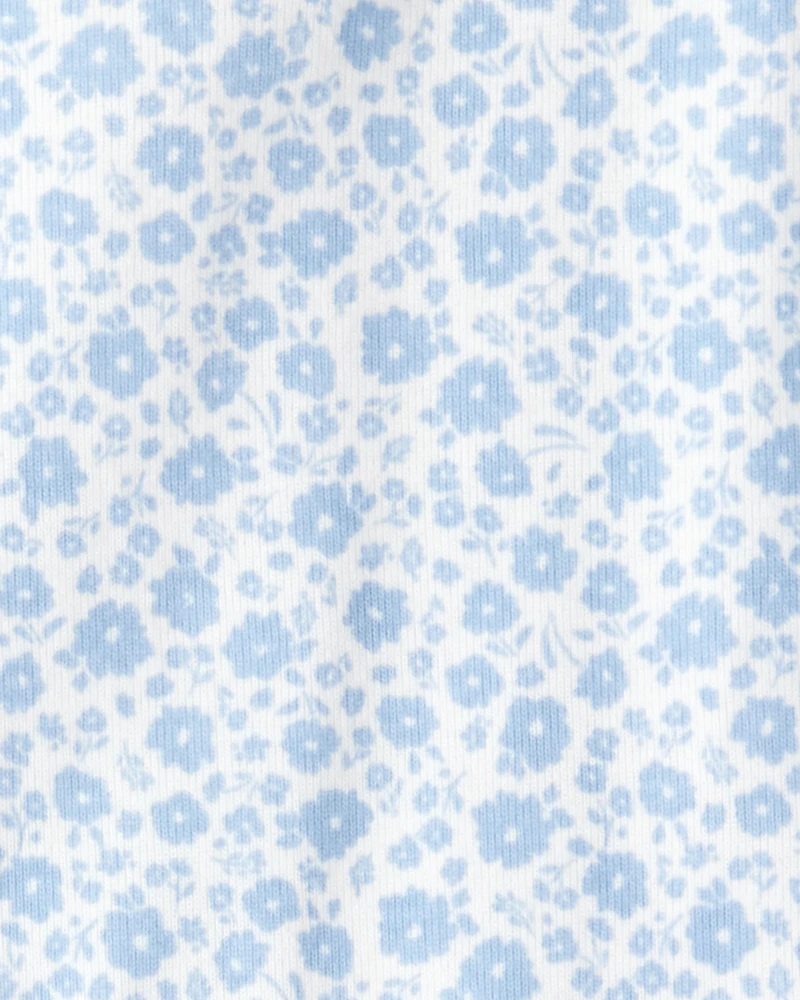 Baby Girl 3-Piece Floral Vest Outfit Set - Blue