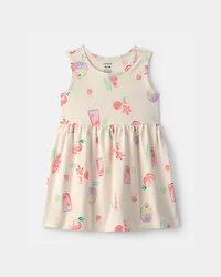 Toddler Girl Summer Sleeveless Dress - Cream