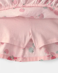 Toddler Girl 2-Piece Apple French Terry Long-Sleeve Top & Skort Set - Pink