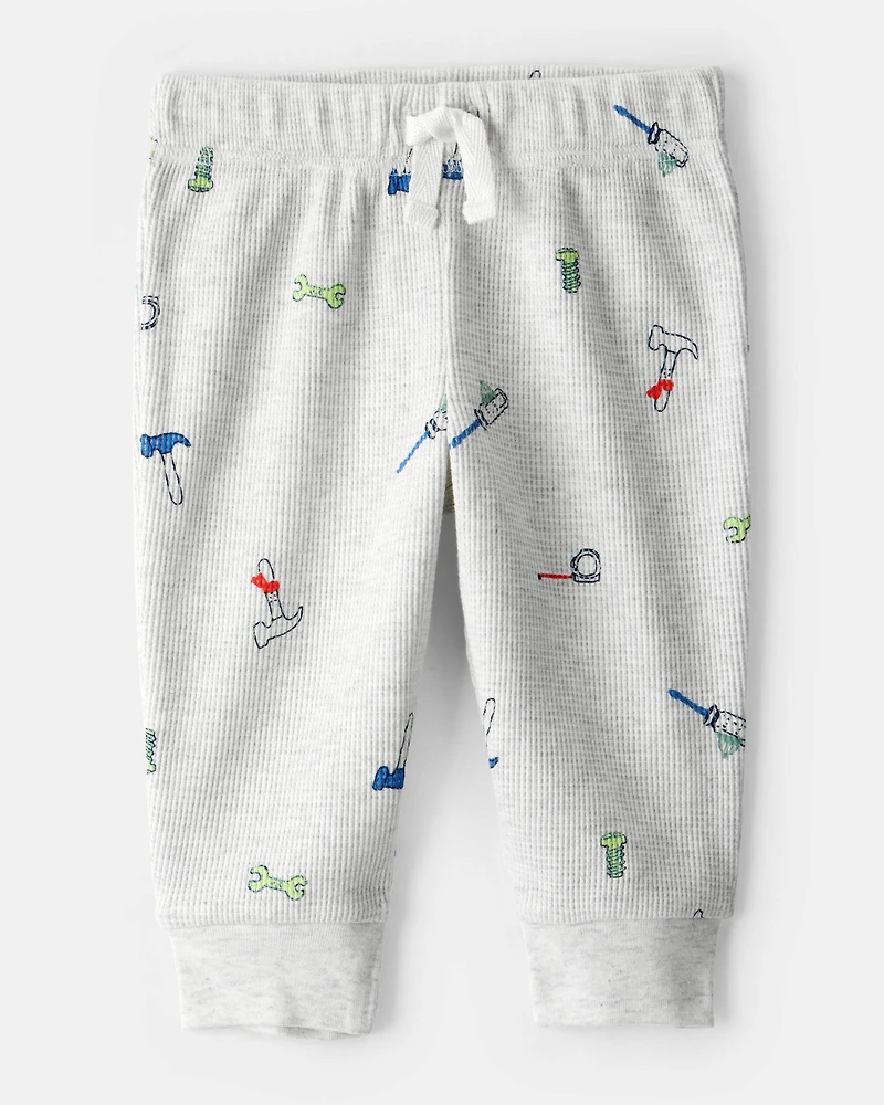 Baby Boy 2-Piece Construction Thermal Bodysuit & Pant Set - Grey