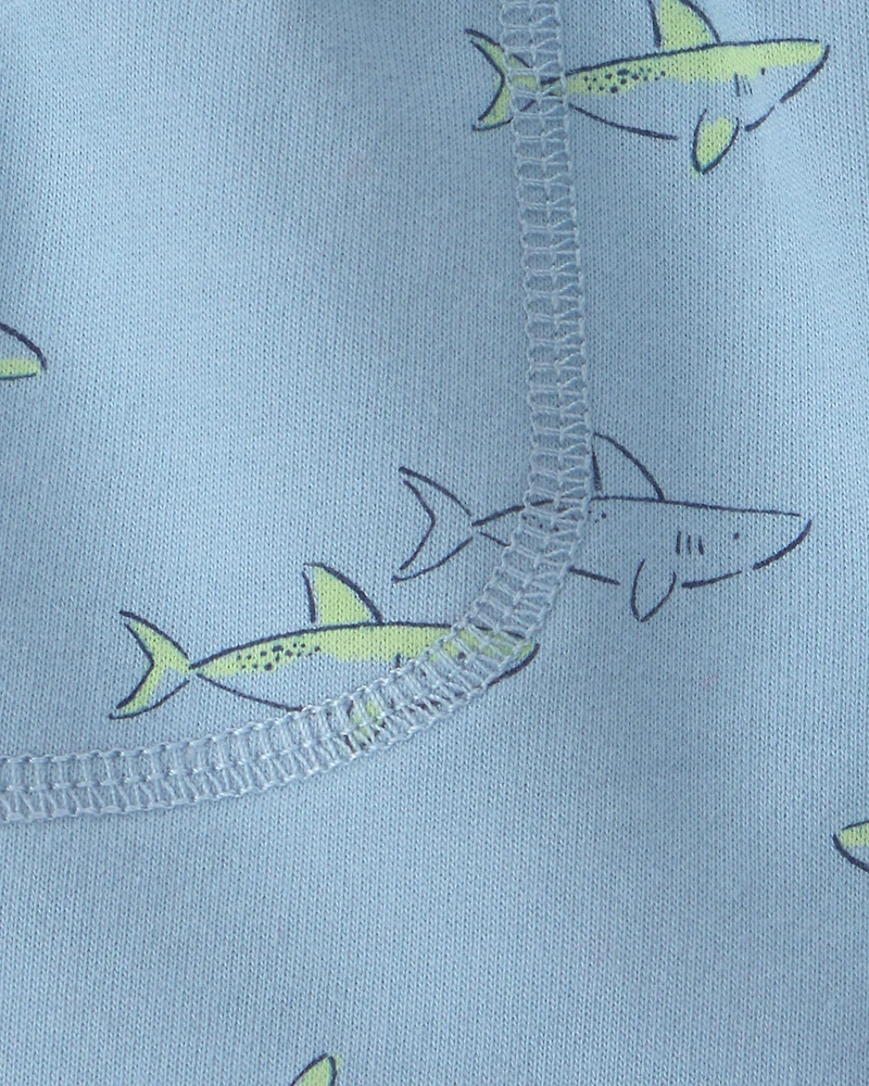 Baby Boy Shark French Terry Shorts - Blue