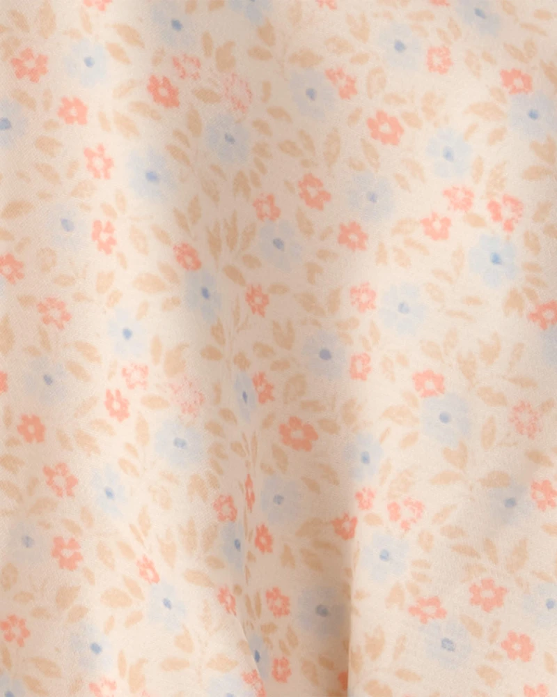 Girls Floral Smocked Dress - Pink