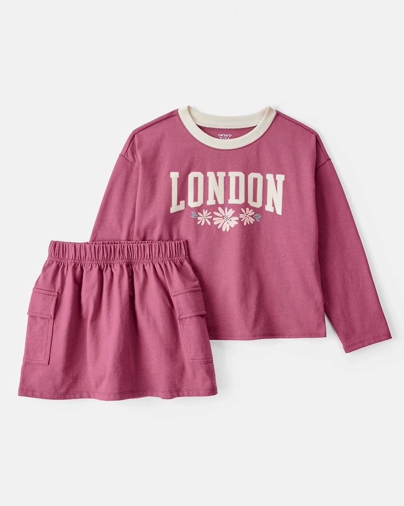Girls 2-Piece London Tee & Skort Set