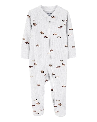 Baby Boy Car 2-Way Zipper Textured Sleeper