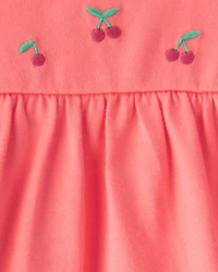 Baby Girl 2-Piece Cherry Bodysuit & Pant Set - Coral