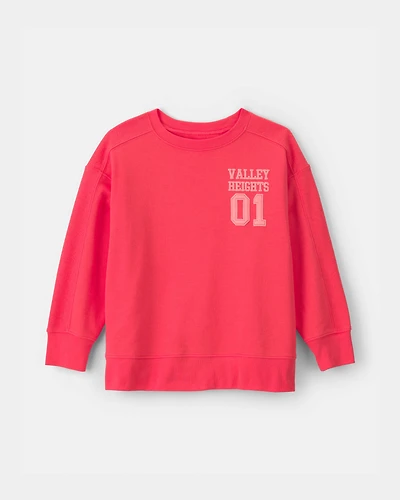 Boys French Terry Long-Sleeve Pullover Sweatshirt - Red