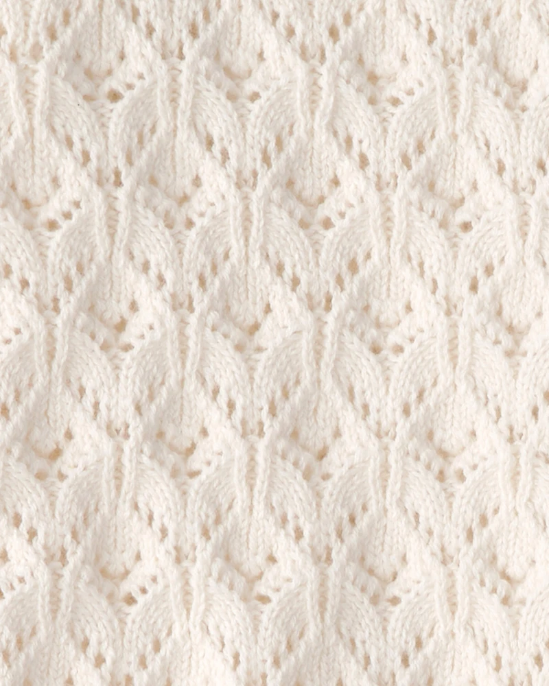 Girls Organic Cotton Pointelle Sweater Cardigan