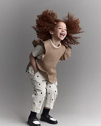 Toddler Girl Ruffle Sweater Vest - Tan