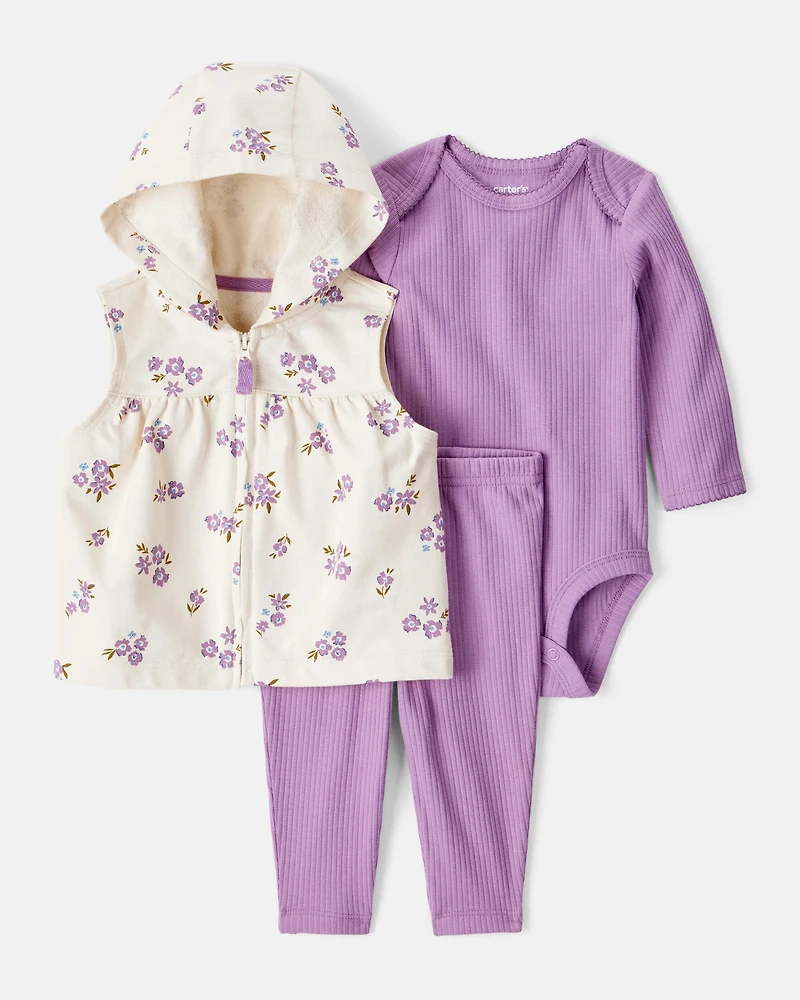 Baby 3-Piece Floral Vest Set