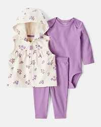 Baby 3-Piece Floral Vest Set