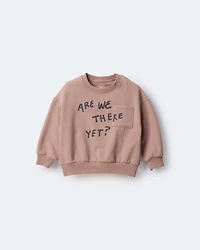 Toddler Neutral Are We There Yet' Pullover Sweatshirt - Mocha Brown