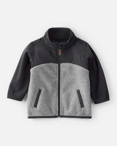 Baby Boy Long-Sleeve Zip-Up Jacket - Grey/Black