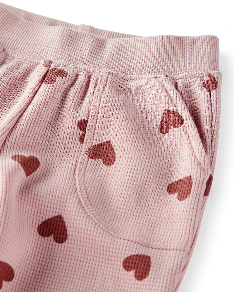Baby Waffle Knit Set Made with Organic Cotton Heart Print