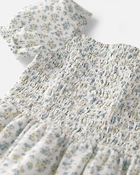 Girls Smocked Dress Made with Organic Cotton Spring Bloom Print