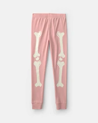 Girls 2-Piece Halloween Skeleton 100% Cotton Snug Fit Pyjama Set - Pink