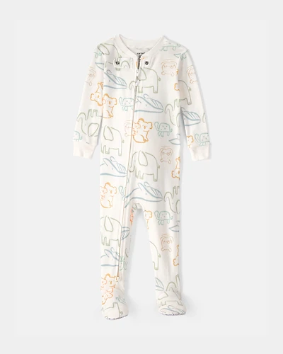 Baby Elephant 100% Cotton Snug Fit 1-Piece Pyjama Set - Ivory