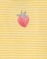 Toddler Girl Strawberry 100% Cotton Snug Fit 2-Piece Pajama Set - Yellow