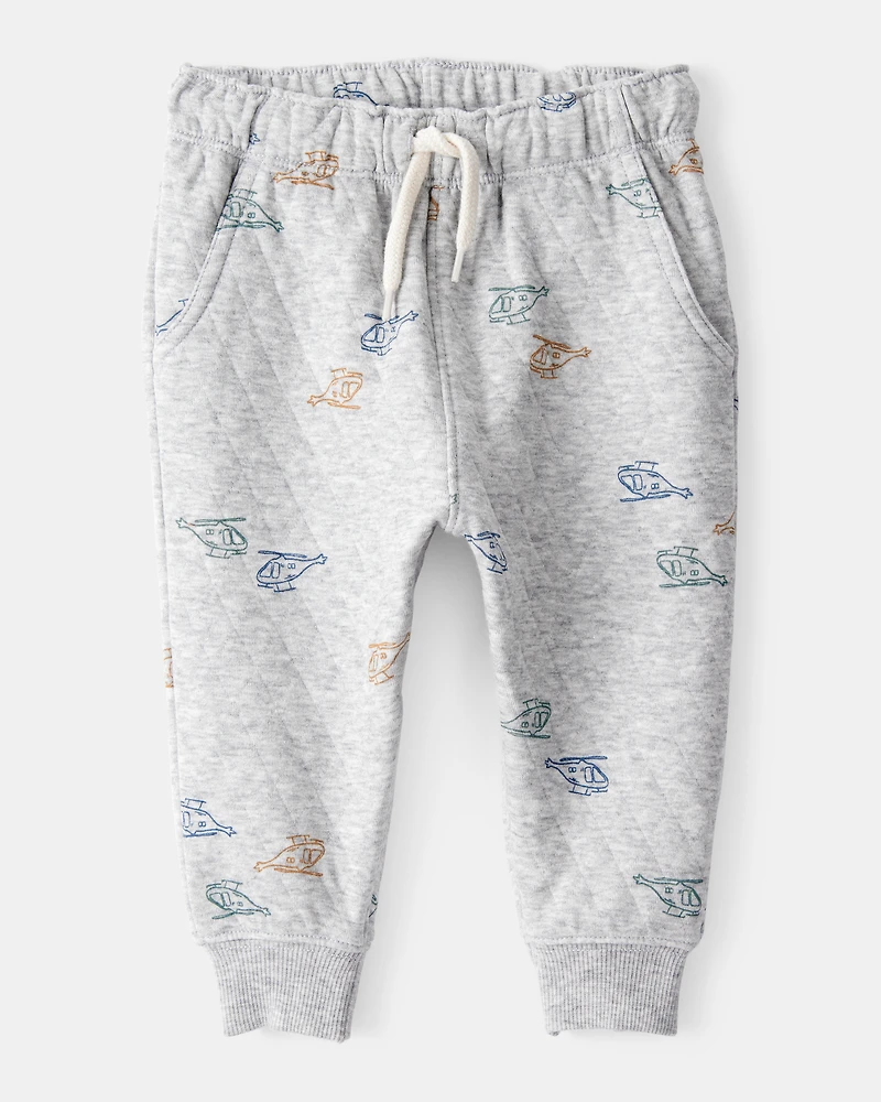 Baby Boy 2-Piece Helicopter Quilted Hoodie & Pant Set - Grey