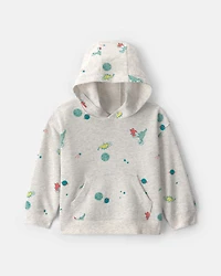 Toddler Boy Dinosaur French Terry Hoodie - Grey