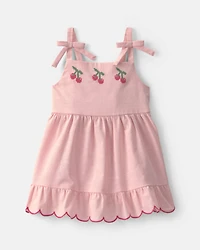 Baby Girl Cherry Sleeveless Dress - Pink