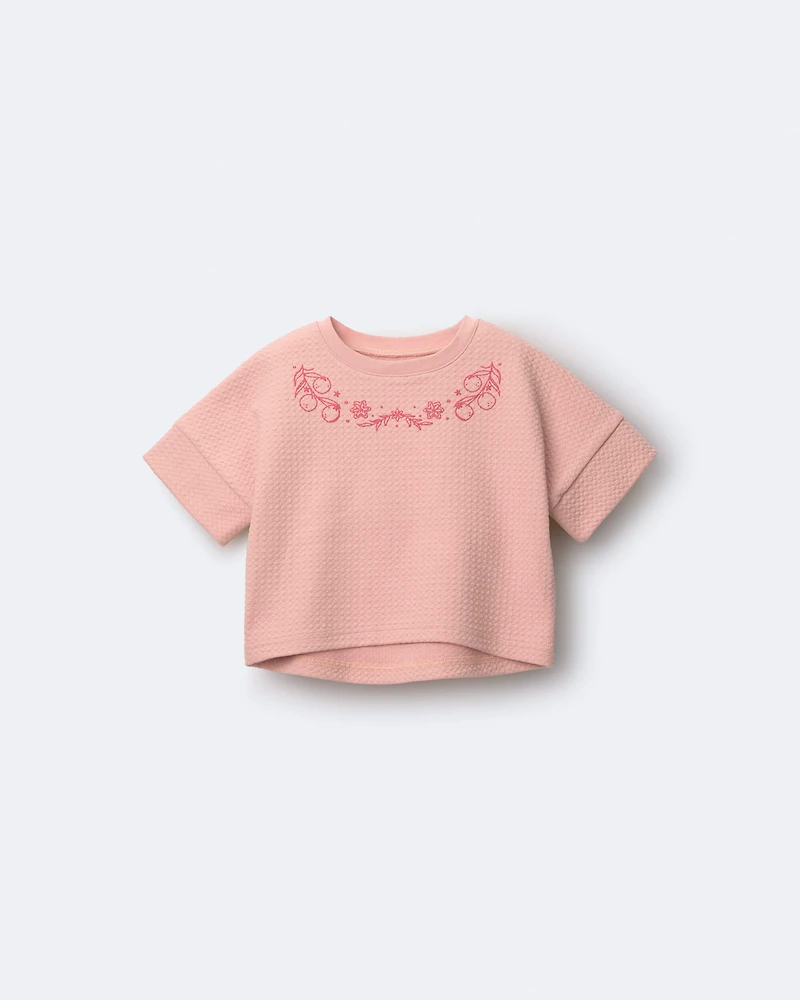 Toddler Girl High-Low Bubble Dolman Tee - Peach