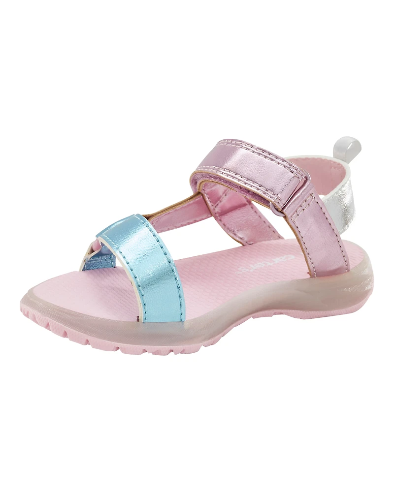 Toddler Light Up Metallic Sandals - Pink/Blue