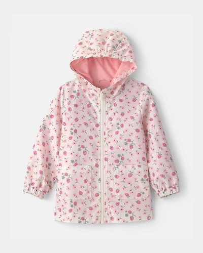 Toddler Girl Strawberry Floral Raincoat