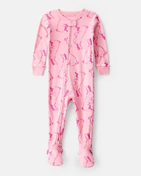 Toddler Girl Bunny 100% Cotton Snug Fit 1-Piece Pyjamas - Pink