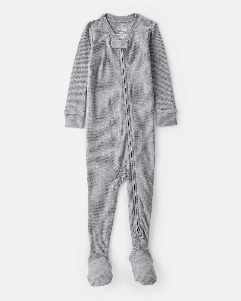 Baby Boy PurelySoft Long-Sleeve 2-Way Zip 1-Piece pyjamas - Grey