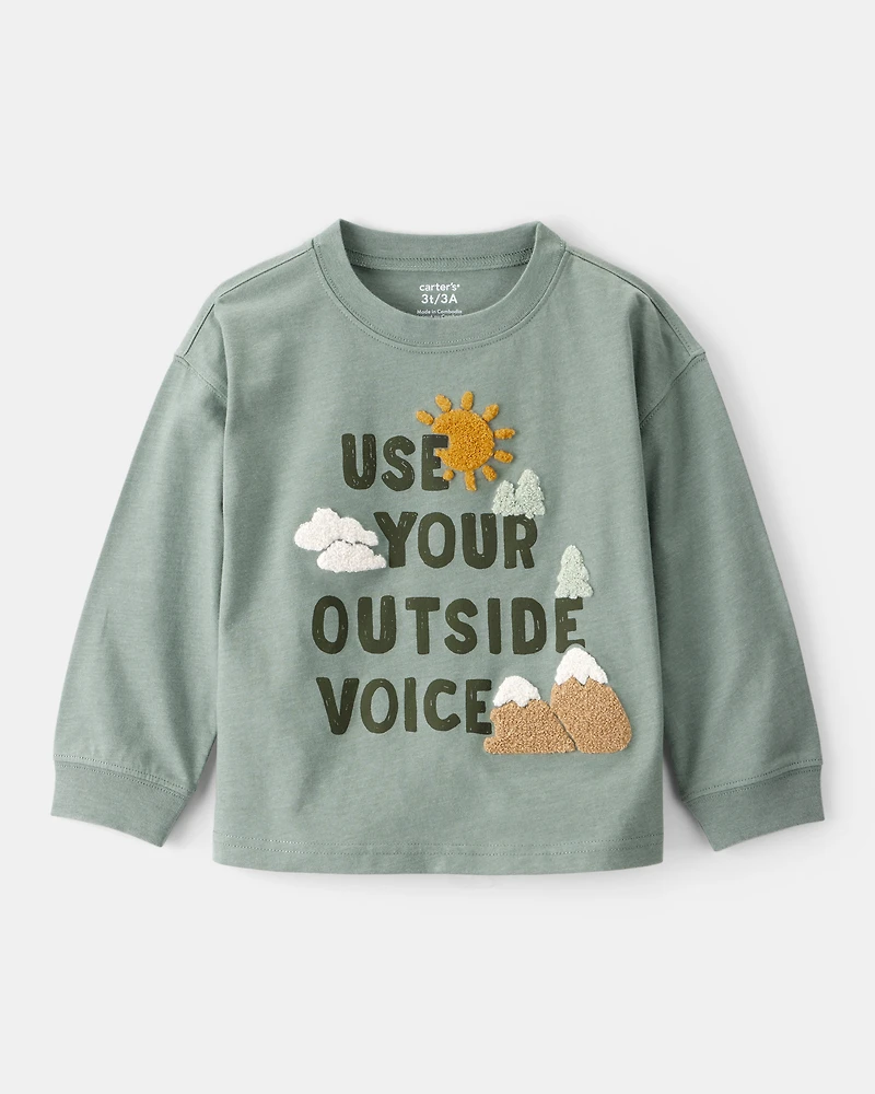 Toddler Boy Use Your Outside Voice Graphic Long-Sleeve Tee - Green