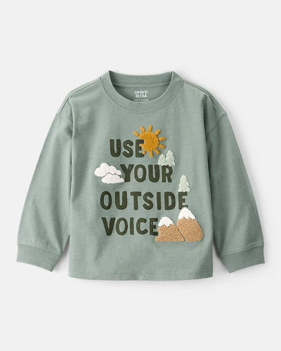 Toddler Boy Use Your Outside Voice Graphic Long-Sleeve Tee - Green