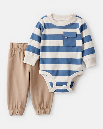 Baby Boy 2-Piece Striped Bodysuit & Pant Set
