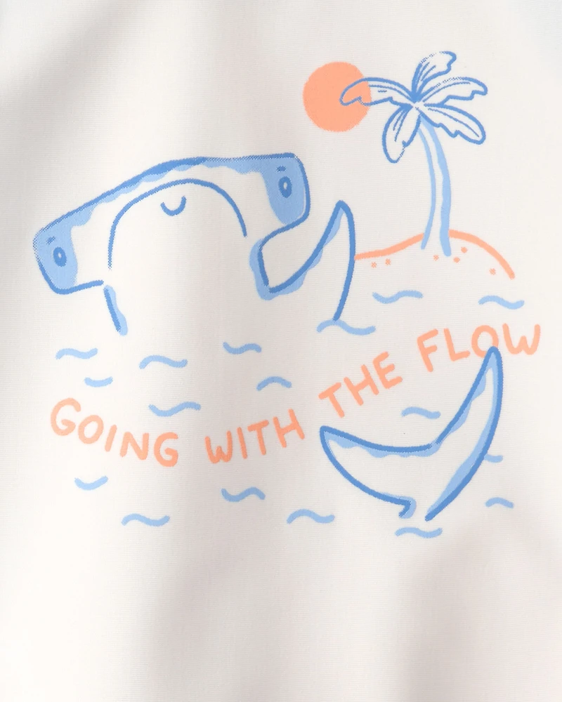 Baby Boy 2-Piece Shark Long-Sleeve Rashguard Swimsuit Set - Blue/White