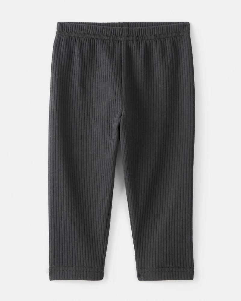 Baby Girl Pull-On Stretch Cozy Leggings - Black