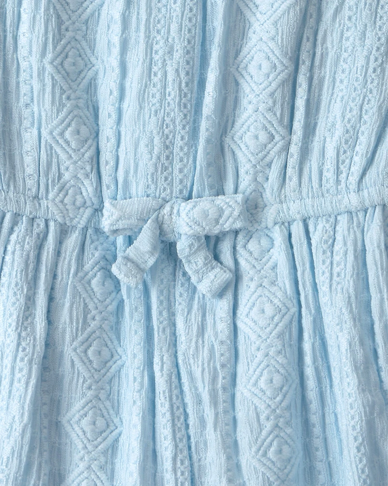 Baby Girl Textured Romper - Light Blue