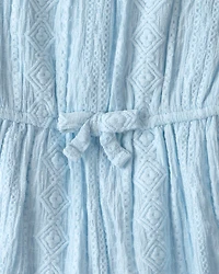 Baby Girl Textured Romper - Light Blue