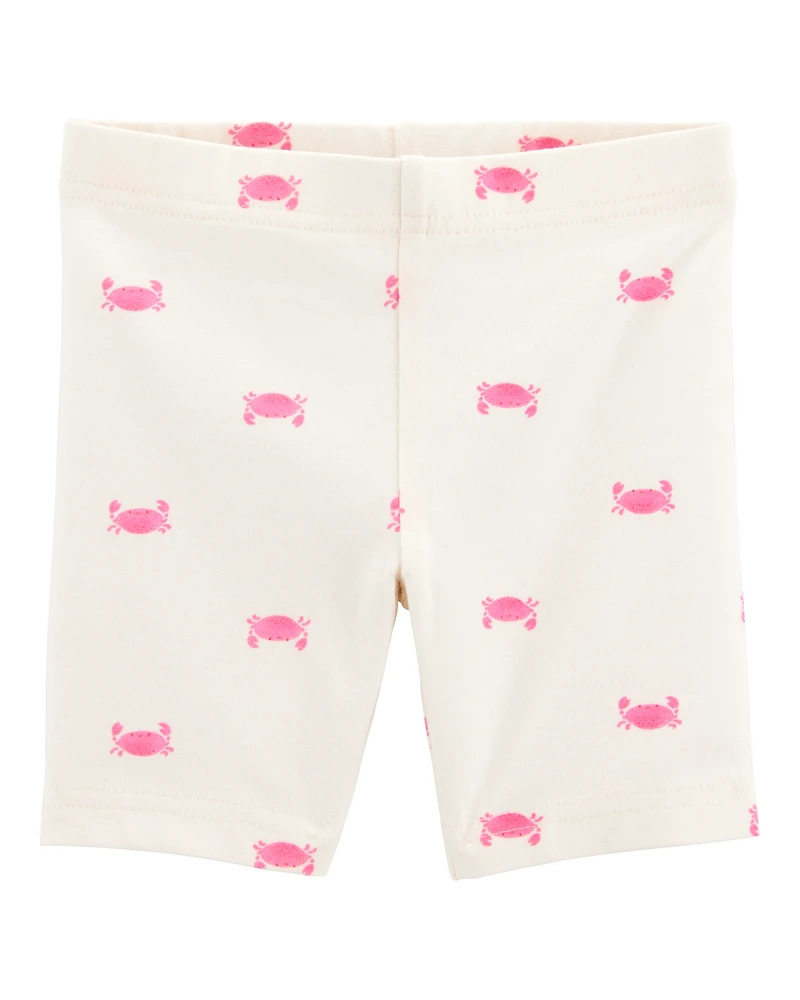 Toddler Girl Crab Print Bike Shorts