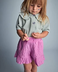 Toddler Girl Ruffle Butterfly Shorts - Purple