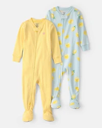Toddler 2-Pack Lemon Snug Fit 1-Piece Pyjama Set - Yellow/Blue