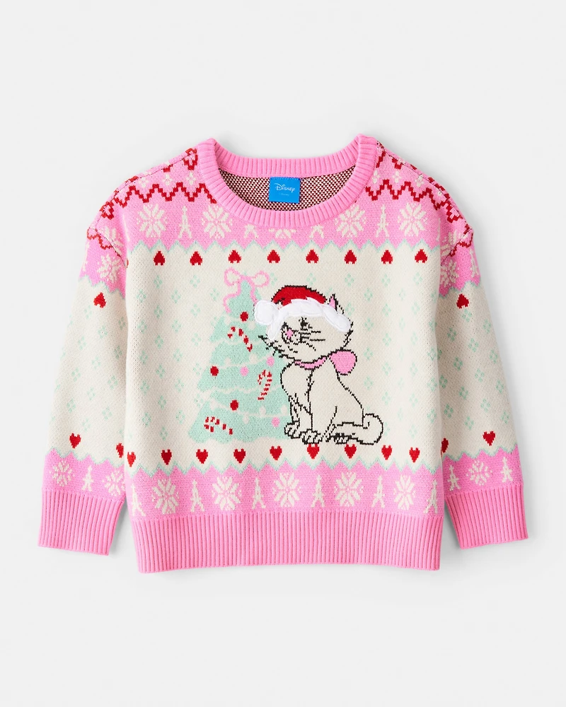 Toddler Girl Disney© The Aristocats Christmas Sweater - Pink