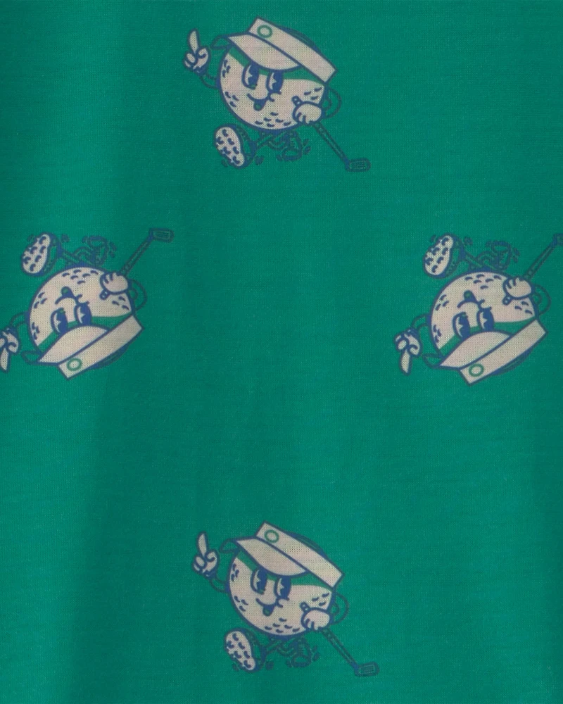 Boys 2-Piece Golf Short-Sleeve Loose Fit Pyjama Set - Green/Grey