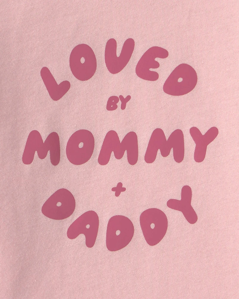 Baby Girl 'Loved By Mommy & Daddy' Long-Sleeve Graphic Bodysuit - Pink